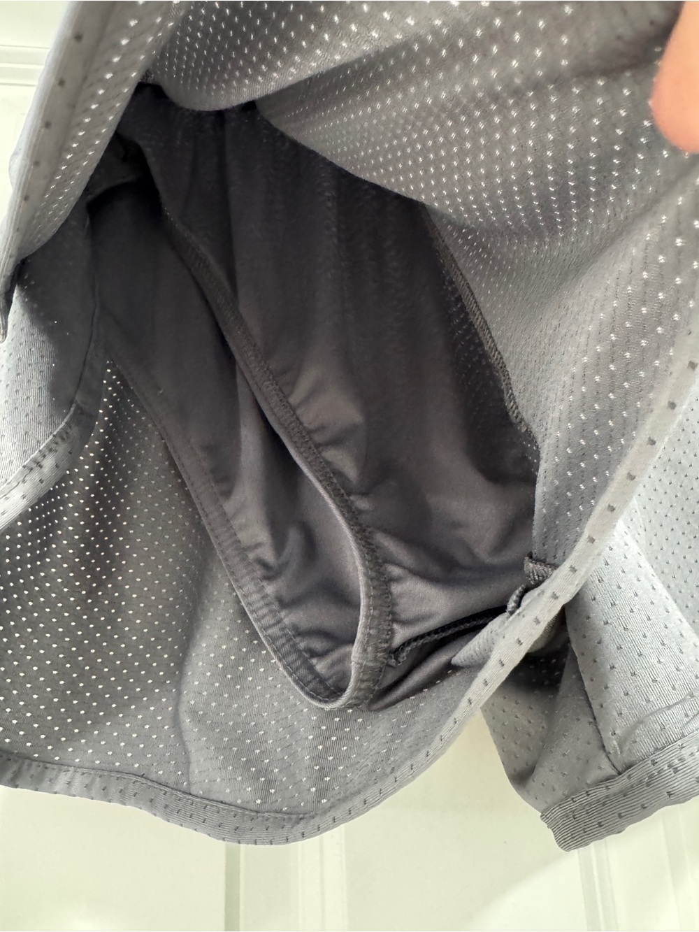 Augusta Sportswear Gray Athletic Mesh Shorts; built in underwear, elastic waist - Picture 3 of 6